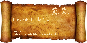 Racsek Klára névjegykártya
